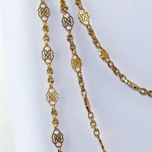 Collier Sautoir filigrane Or jaune 3 rangs 58 Facettes
