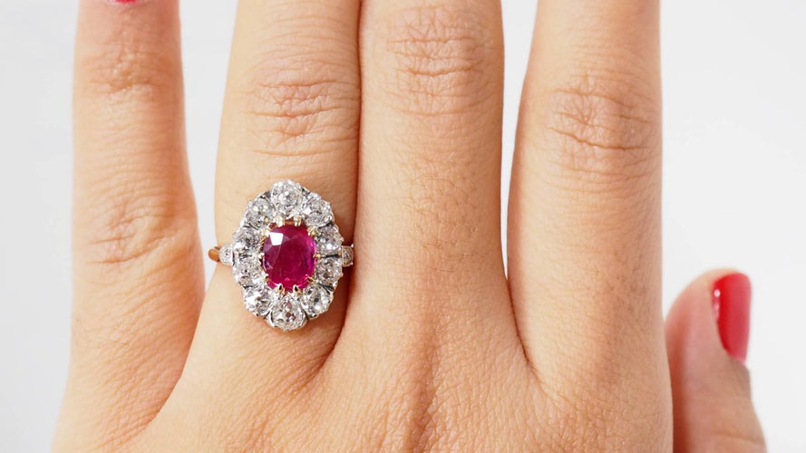 Bague 52.5 Bague Pompadour rubis naturel et diamants 58 Facettes 31889