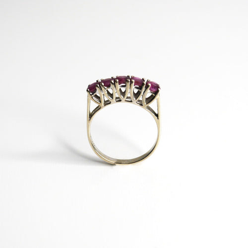 Bague 52 Demie-Alliance Vintage en Or Blanc et Rubis 58 Facettes