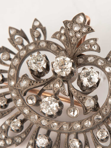 Broche Broche pendentif en or jaune, argent et diamants 58 Facettes