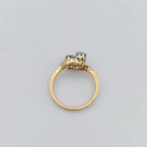 Bague 54 Bague ancienne Toi et Moi en or et diamants 58 Facettes