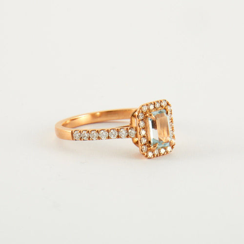 Bague 51 Bague Aigue-marine Diamants 58 Facettes