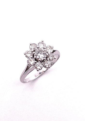 Bague 56 Bague marguerite platine diamants 58 Facettes