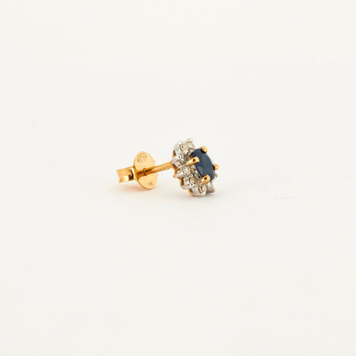Boucles d'oreilles Boucles d'oreilles saphirs diamants forme marguerite 58 Facettes