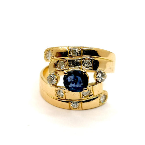 Bague Bague Saphir diamants or jaune 58 Facettes 2563