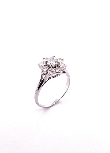 Bague 56 Bague marguerite platine diamants 58 Facettes