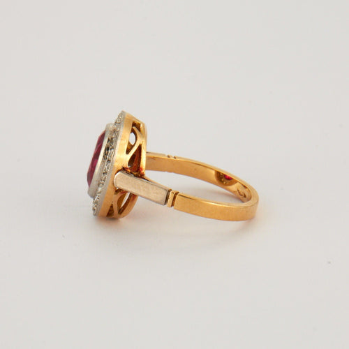 Bague 52 Bague style Pompadour Rubis synthétique Diamants 58 Facettes EL2-40