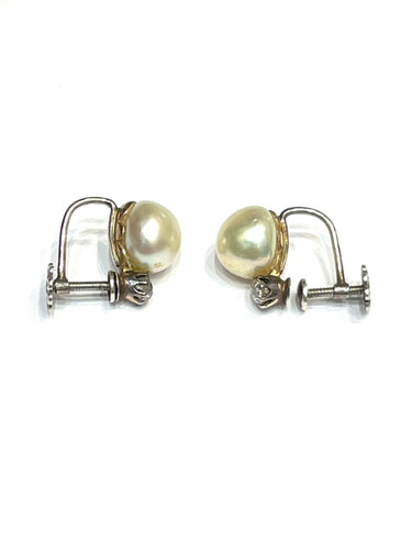 Boucles d'oreilles Boucles d’oreilles anciennes diamants et perles de culture 58 Facettes