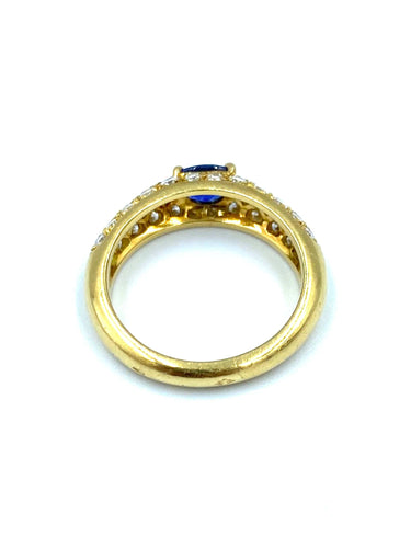 Bague BOUCHERON. Bague vintage or jaune, saphir et diamants 58 Facettes