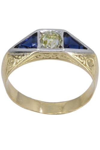 Bague BAGUE ART DÉCO SAPHIRS ET DIAMANTS 58 Facettes 059611