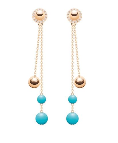 Boucles d'oreilles PIAGET - Boucles d'oreilles Possession Or rose Diamant Turquoise 58 Facettes G38PW500