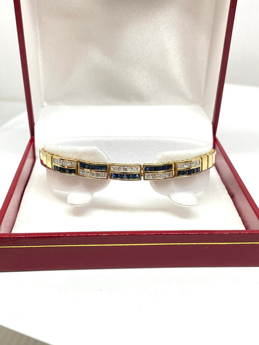 Bracelet Bracelet femme en or jaune diamants et saphirs 58 Facettes