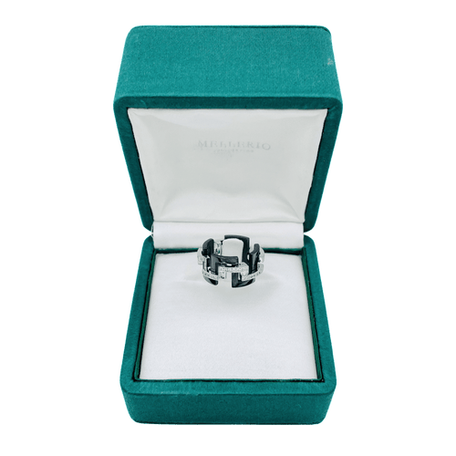 Bague Bague Mellerio "Graphic" Céramique Grand Modèle 58 Facettes