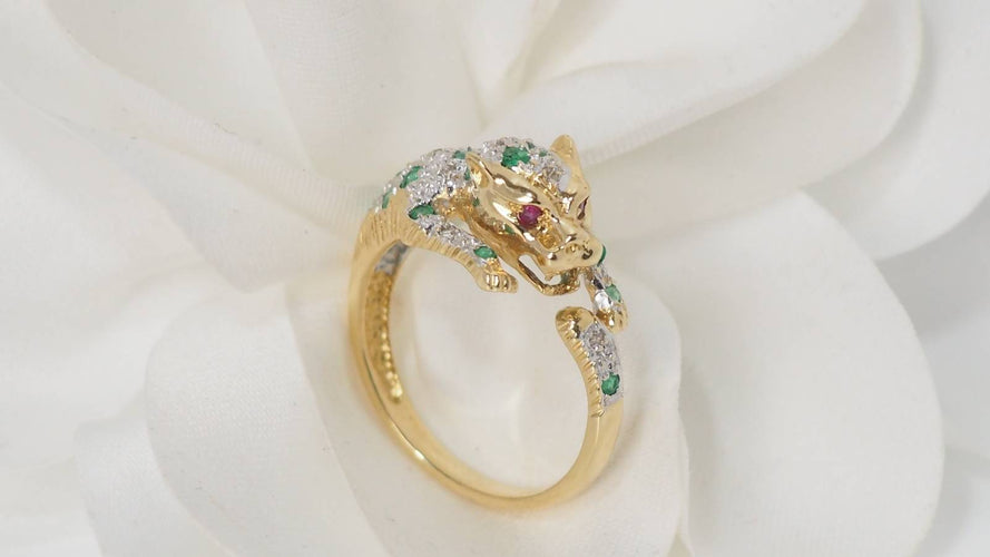Bague 53.5 Bague Panthère émeraudes et diamants 58 Facettes 31862