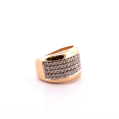 Bague Bague en or jaune 18 carats et pavage diamants 58 Facettes