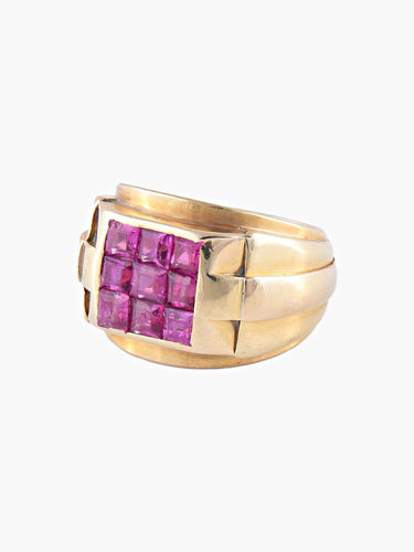 Bague 49 Bague Or jaune Rubis synthétiques 58 Facettes