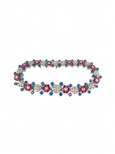 Bracelet Bracelet Fleurs diamants, Saphirs et Rubis 58 Facettes
