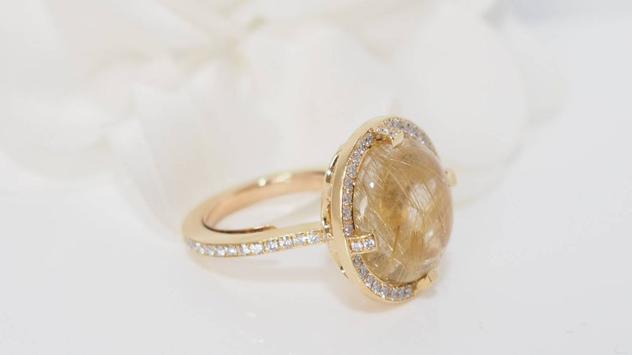 Bague 52 Bague Chaumet en or jaune, quartz rutile et diamants 58 Facettes 31955