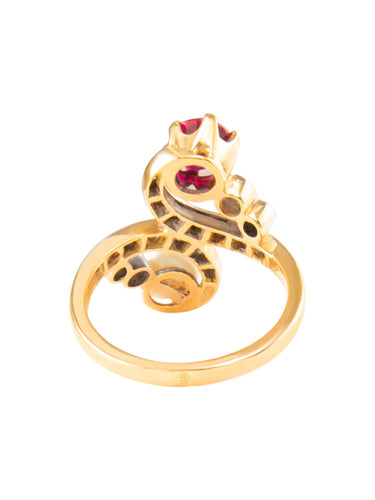 Bague Bague Vous et moi rubis et perle fine 58 Facettes