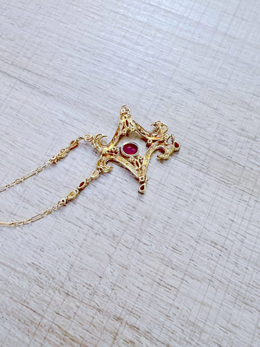 Collier Collier des Années 1980-1990 Rubis Diamants 58 Facettes AA 1514