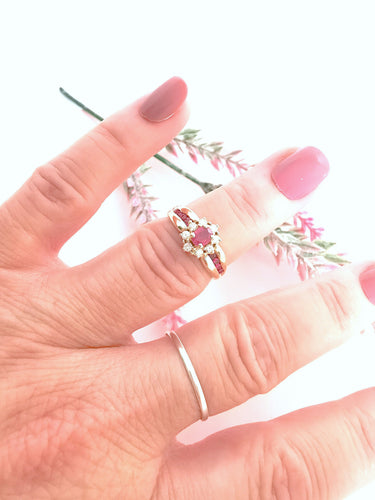 Bague Bague Fleur Rubis Diamants 58 Facettes AA 1619