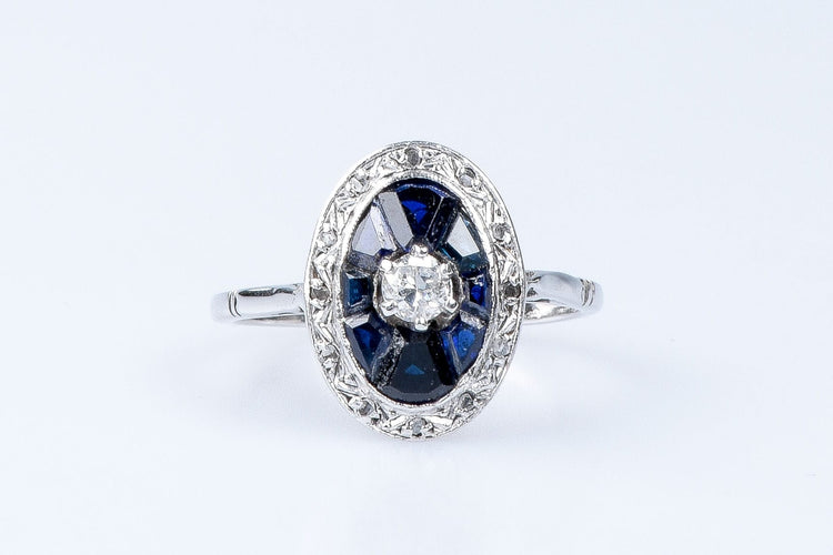Bague Bague diamant saphir or blanc 58 Facettes BG250736-18