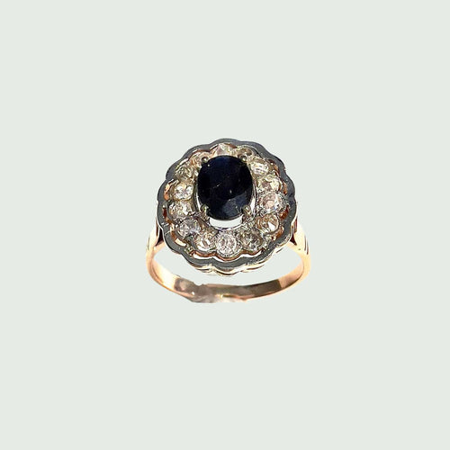 Bague BAGUE EN OR 18 KT PÉRIODE ART DÉCO 1930-35 avec DIAMANTS ET SAPHIR 58 Facettes Q715A (806)