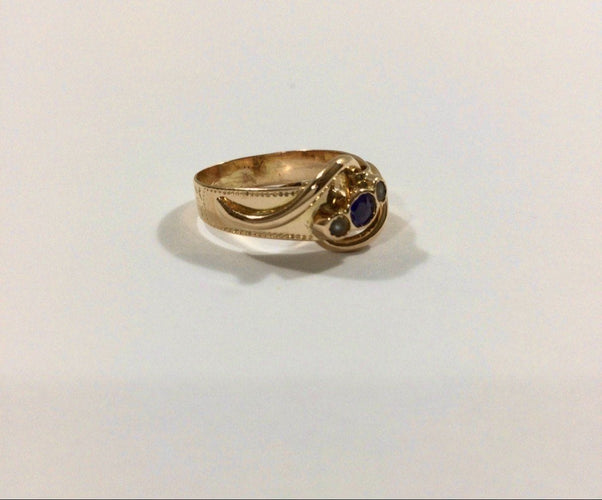 Bague 47.5 Bague Art Nouveau Or Rose Saphir Perles 58 Facettes