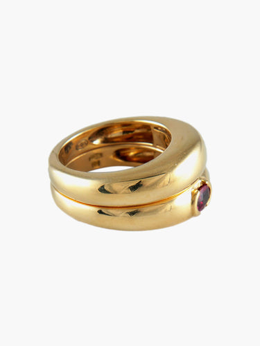 Bague Bague Double Pierre rouge 58 Facettes