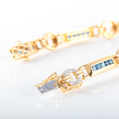 Bracelet BRACELET OR JAUNE SAPHIRS ET DIAMANTS 58 Facettes LP 2140