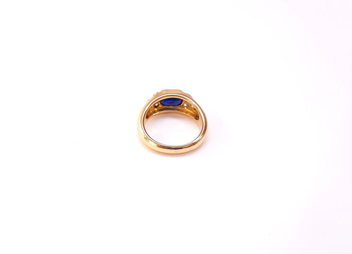 Bague 51 Chevalière jonc saphir et diamants 58 Facettes Chv-Jonc/saph.