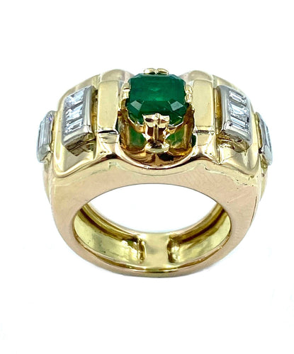 Bague Bague Tank 2 ors, émeraude et diamants 58 Facettes