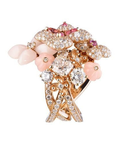 Bague CHAUMET - Bague Hortensia Or rose Diamants Opale Tourmalines Saphirs 58 Facettes 082477
