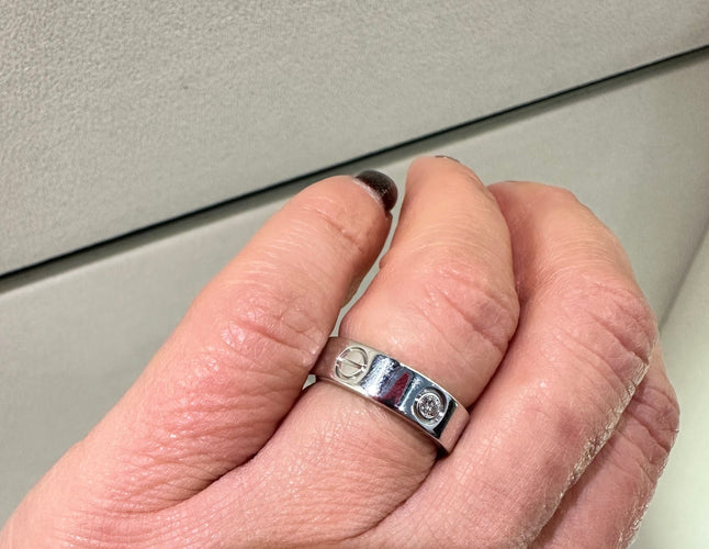 Bague 53 CARTIER - BAGUE LOVE 3 DIAMANTS - OR GRIS 58 Facettes RÉF CARTIER
