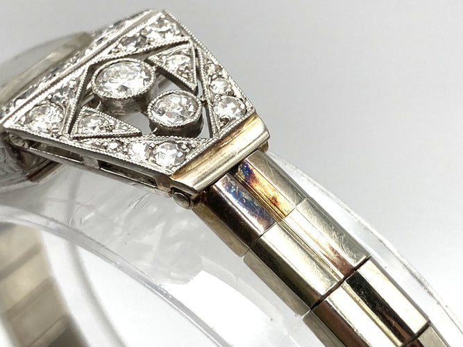 Montre Montre Art Déco platine & or blanc, diamants 2.44 cts 58 Facettes 07/07 - 16