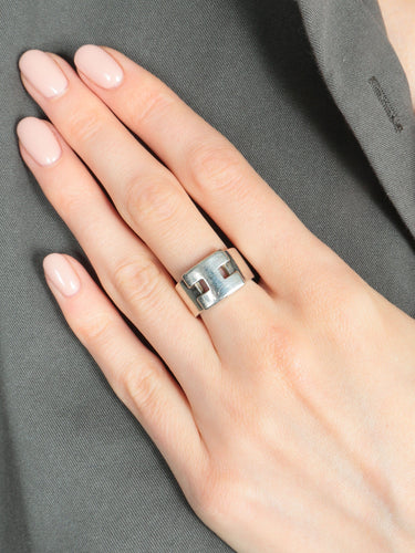 Bague 51 Bague Hermès Heraclès en Argent 58 Facettes