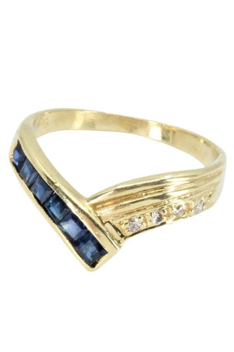 Bague 47.5 BAGUE MODERNE SAPHIRS ET DIAMANTS 58 Facettes 048091