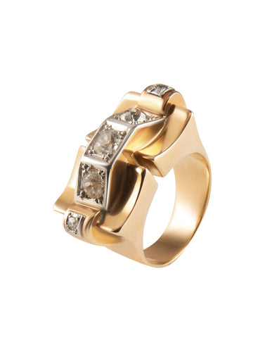 Bague 54 Bague Tank 2 ors, diamants taille ancienne 58 Facettes