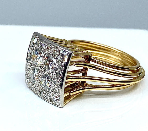 Bague 51 Bague 2 Ors pavée de Diamants 58 Facettes AB225