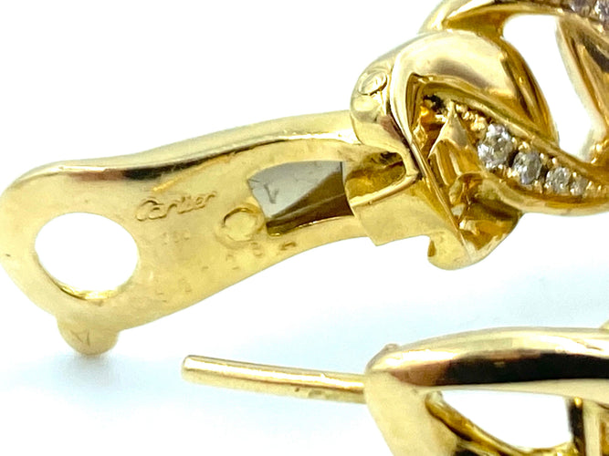 Boucles d'oreilles CARTIER. Boucles d'oreilles Or jaune Diamants Collection Bergame 58 Facettes