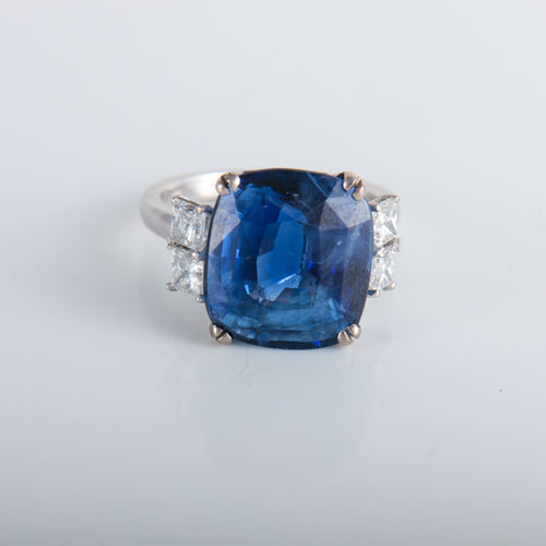 Bague 54 Bague Saphir de Ceylan 13.60cts Diamants taille princesse 58 Facettes 323S271
