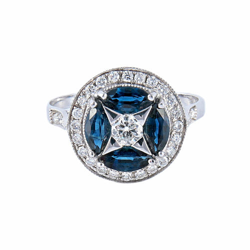 Bague 55 Bague style Art Déco Saphirs Diamants 58 Facettes