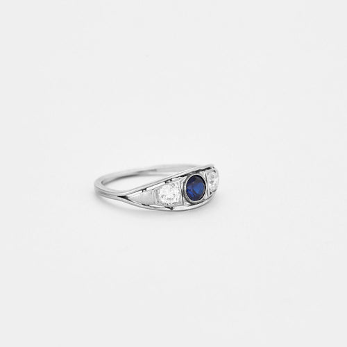 Bague 62 Bague Jarretière Platine Saphir de synthèse Diamants 58 Facettes 67/2