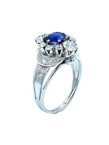 Bague Bague 19ème or, saphir et diamants 58 Facettes