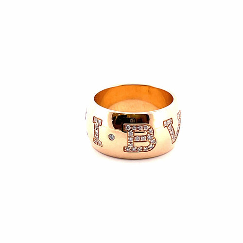 Bague Alliance Bvlgari monogramme diamants, or jaune 18 carats 58 Facettes