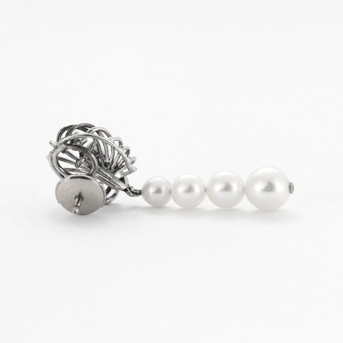 Boucles d'oreilles Pendants d'oreilles perles et diamants sur or gris 58 Facettes