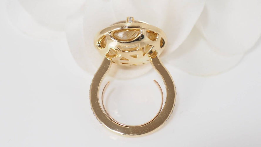 Bague 52 Bague Chaumet en or jaune, quartz rutile et diamants 58 Facettes 31955