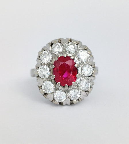 Bague 54 Bague marguerite or blanc rubis entourage diamants 58 Facettes 1-804/4