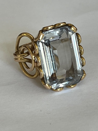 Bague 53 Bague Or Jaune Aigue-Marine 58 Facettes LOT 4431