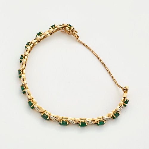 Bracelet Bracelet or jaune, émeraude et diamants 58 Facettes